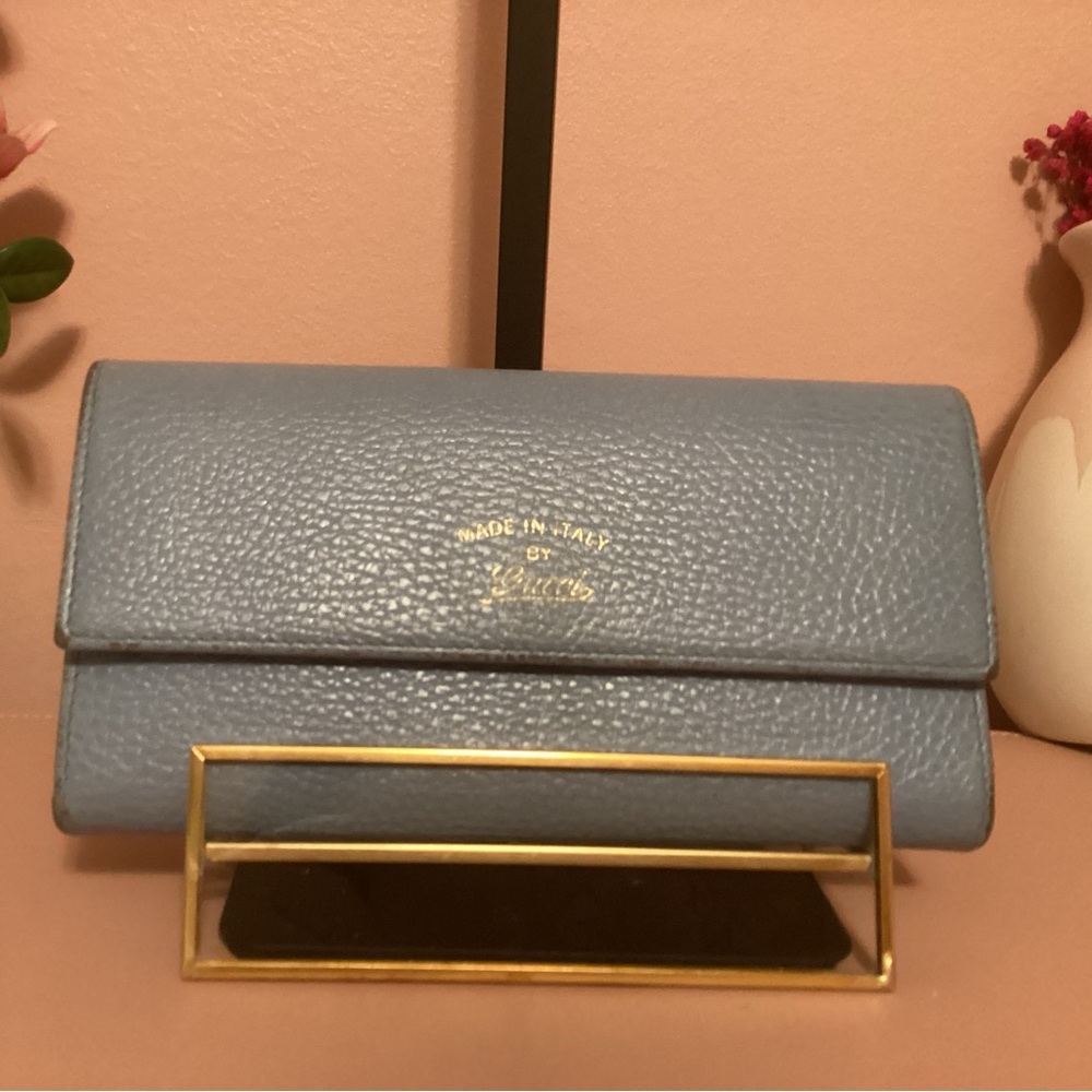 Gucci Swing Continental Long Blue Leather Women's Wallet